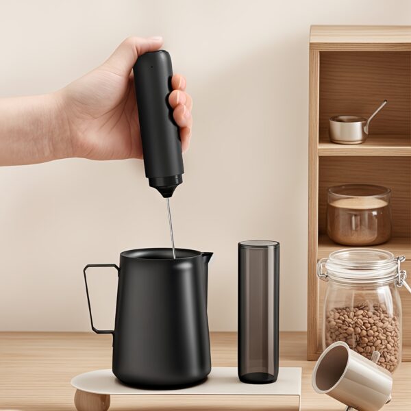 CLITON Rechargeable Electric Milk Frother - Compact, Automatic Whisk, Matte Black, Portable for Coffee, Tea & DIY Drinks - Image 7