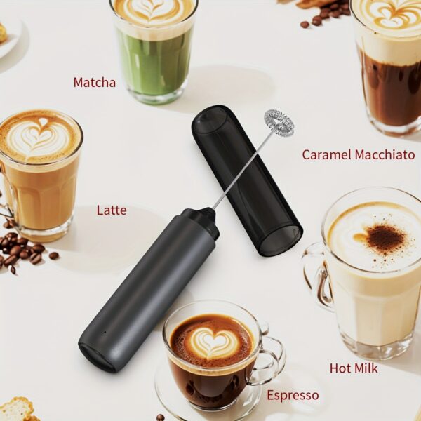 CLITON Rechargeable Electric Milk Frother - Compact, Automatic Whisk, Matte Black, Portable for Coffee, Tea & DIY Drinks - Image 6